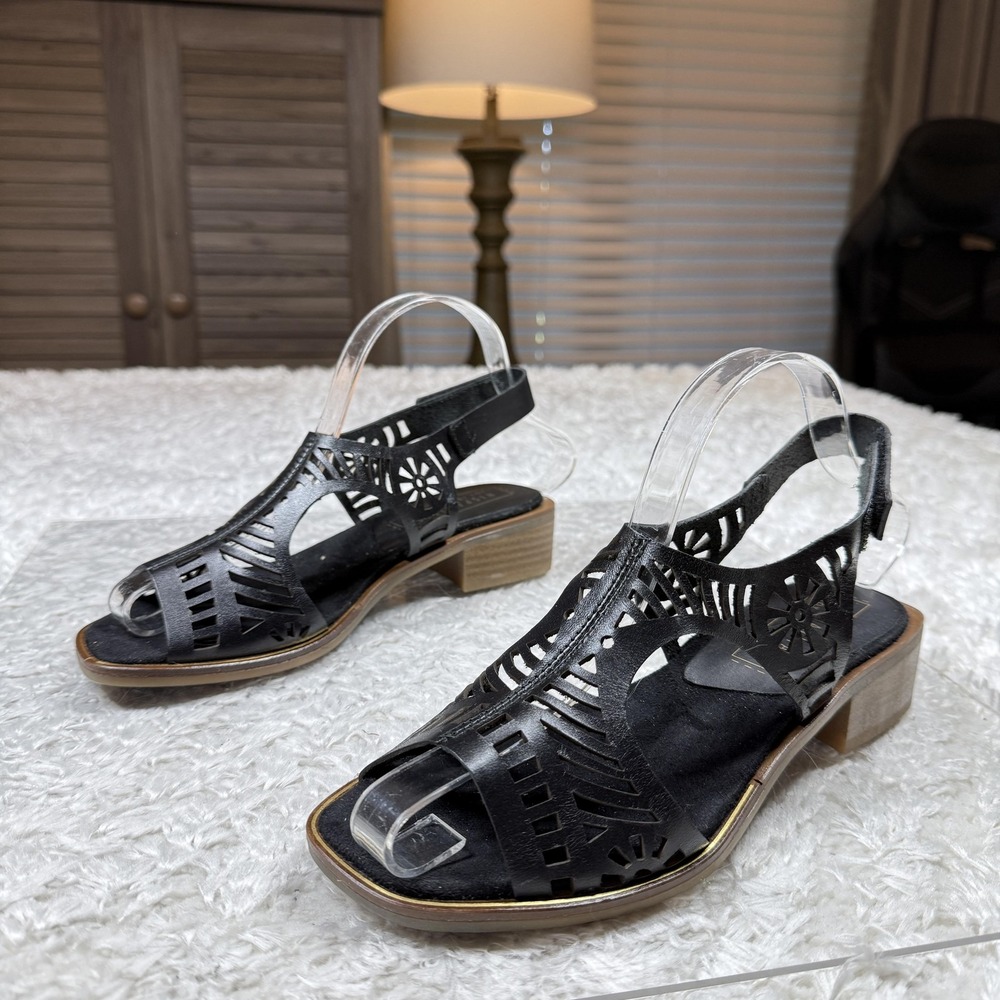 Hispanitas Shoes Women EU 37 US 6.5 Slingback Sandal Block Heel Cutout Leather